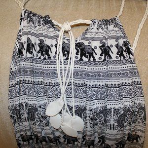 Elephant Print Drawstring Romper